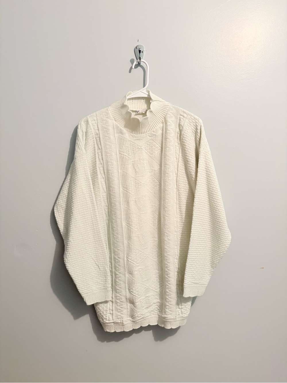 Vintage Basic Editions Ivory White Cable Knit Pullover Women's Knitwear Large